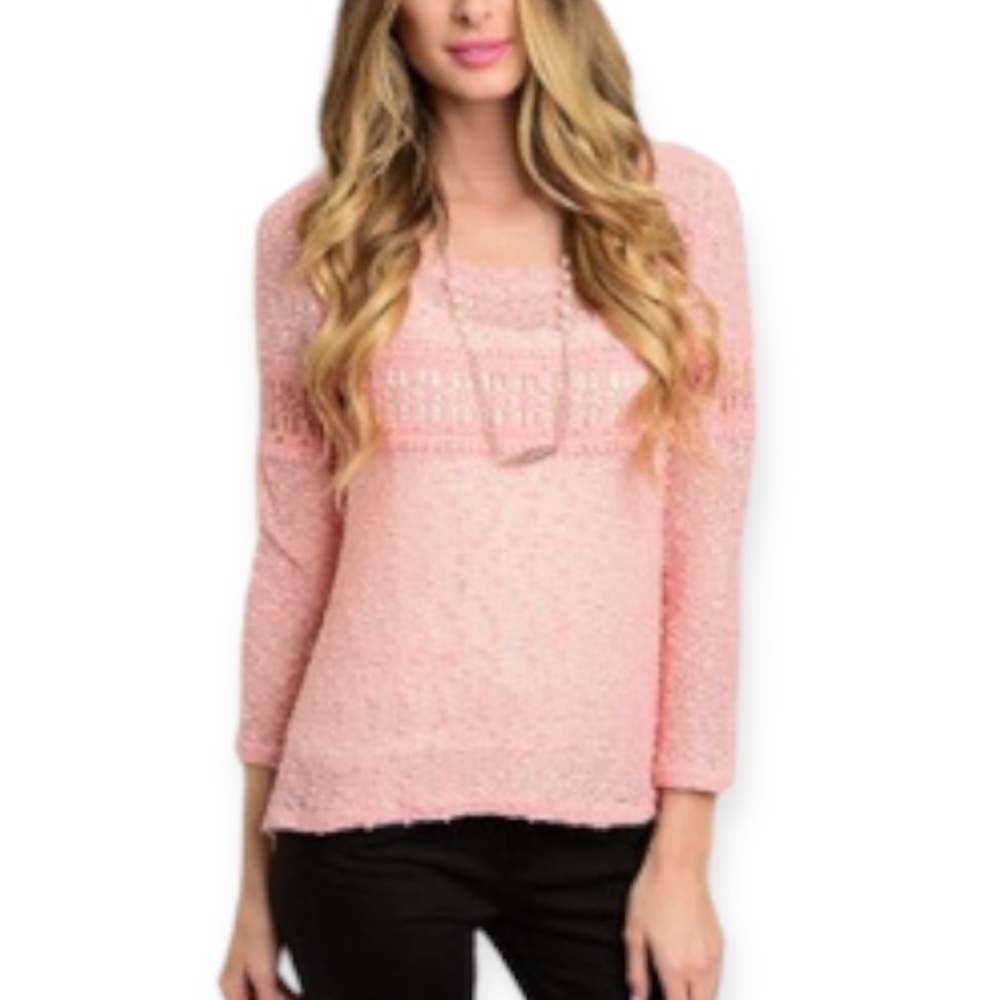 💗NWOT Crochet-Stripe Top